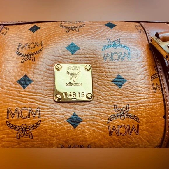 🐣 WAS $415 MCM Visetos Monogram Cognac Barrel Bag - Picture 8 of 13